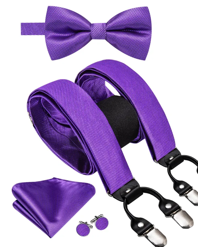 Purple Y Back Brace Clip-on Men's Suspender with Bow Tie Set sold by Ties2You