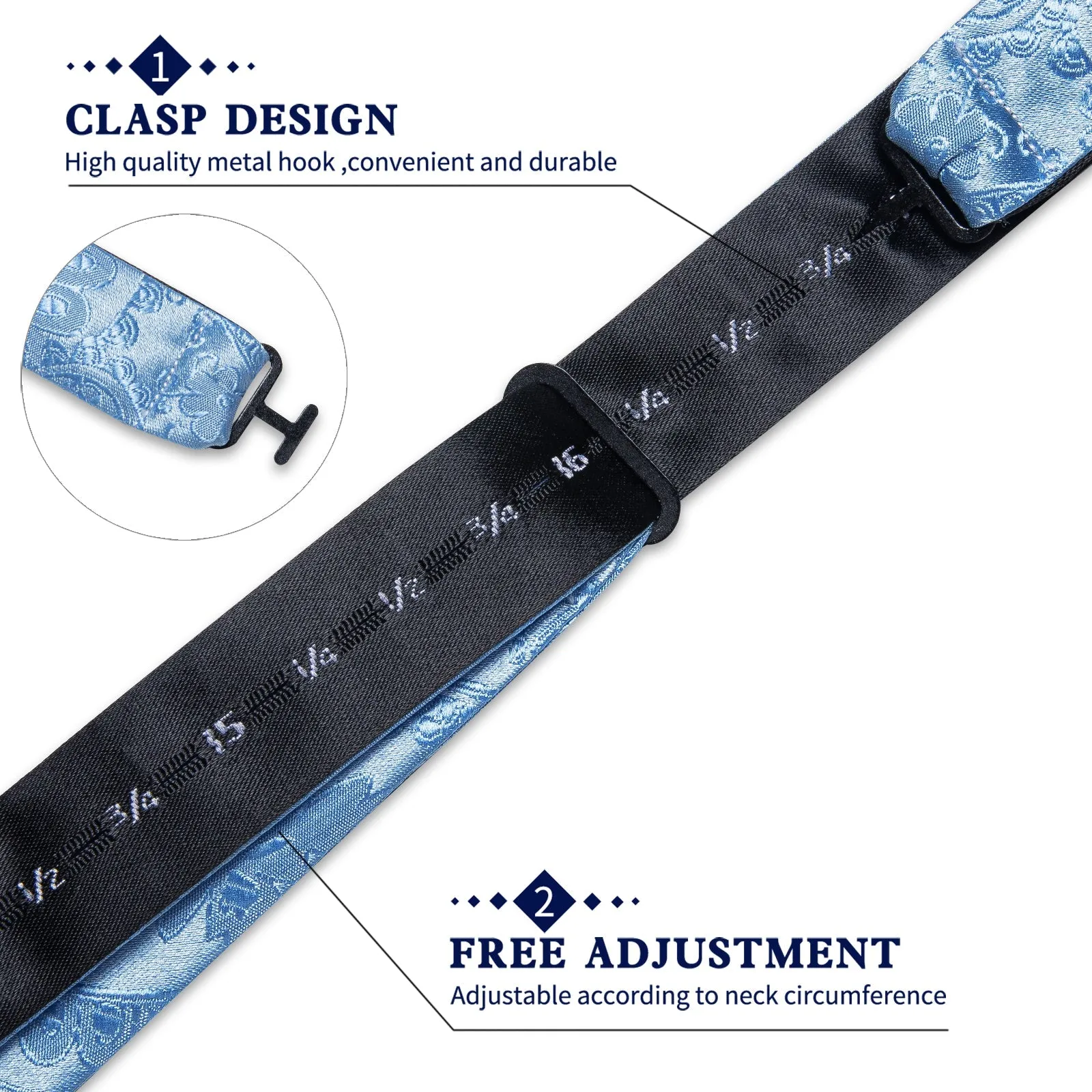 SkyBlue Paisley Self-tied Bow Tie Pocket Square Cufflinks Set sold by Ties2You product image thumbnail 5