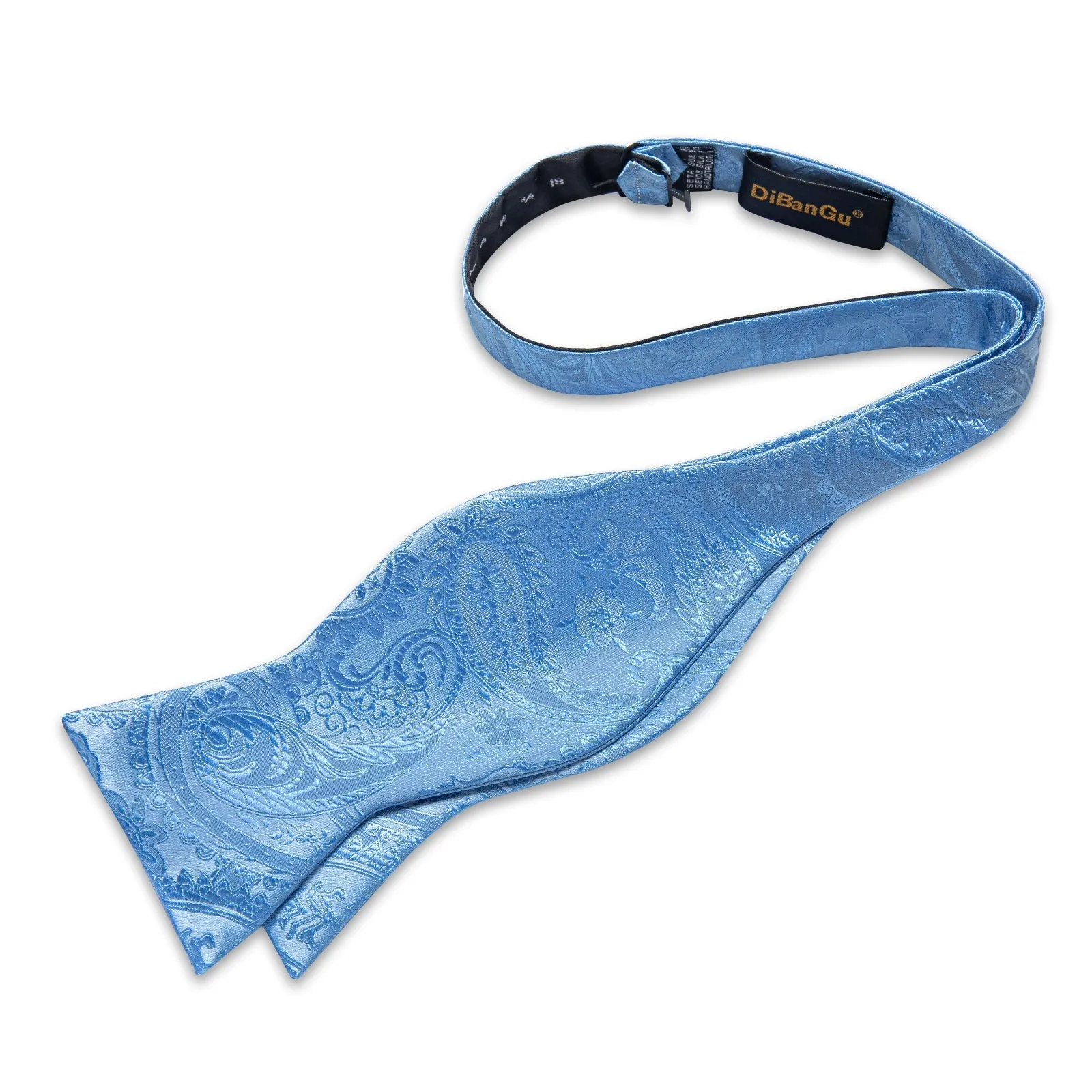 SkyBlue Paisley Self-tied Bow Tie Pocket Square Cufflinks Set sold by Ties2You product image thumbnail 2