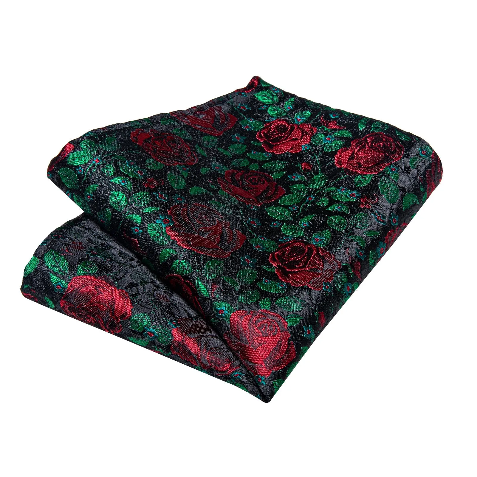 Black Green Red Rose Self-tied Bow Tie Pocket Square Cufflinks Set sold by Ties2You product image thumbnail 3