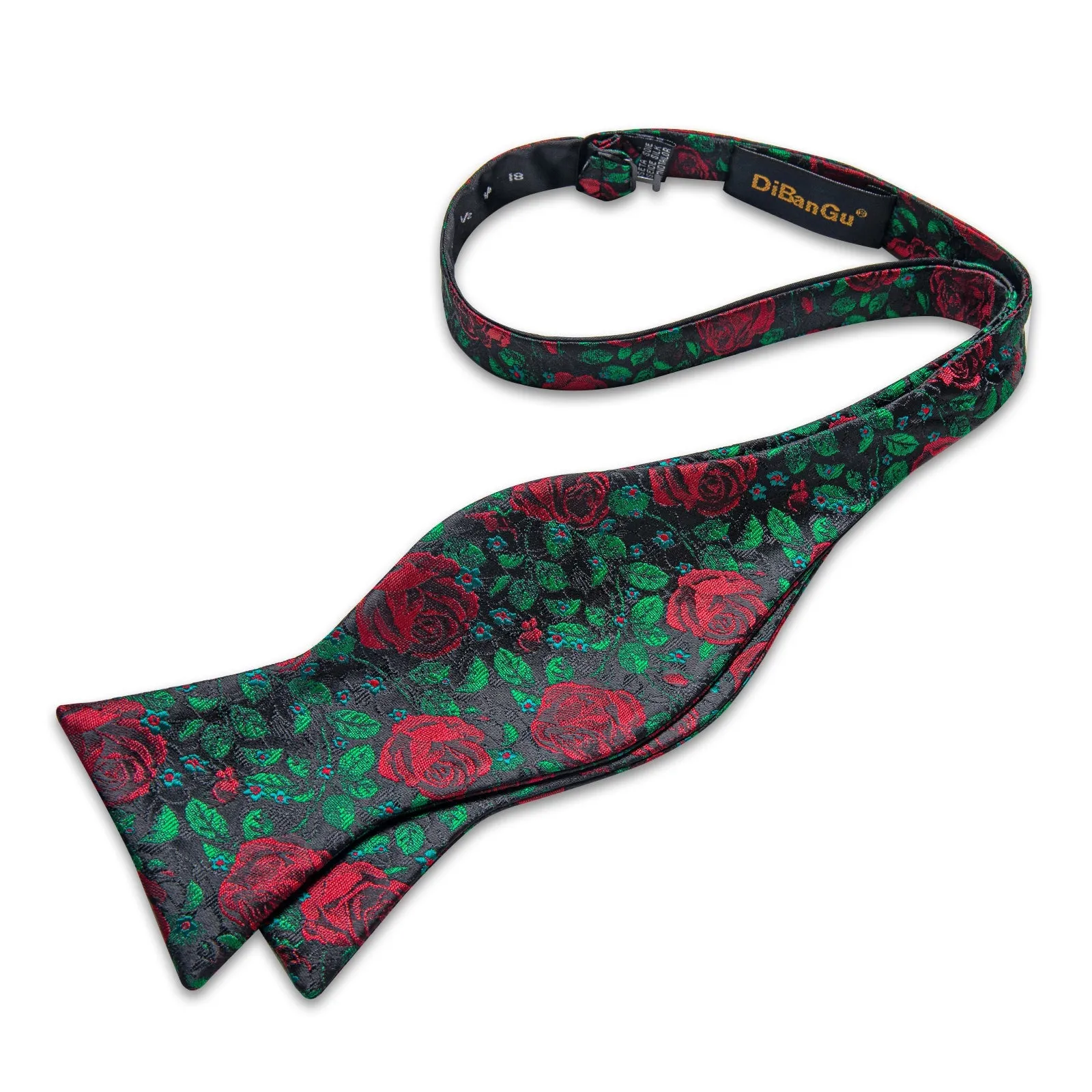 Black Green Red Rose Self-tied Bow Tie Pocket Square Cufflinks Set sold by Ties2You product image thumbnail 2