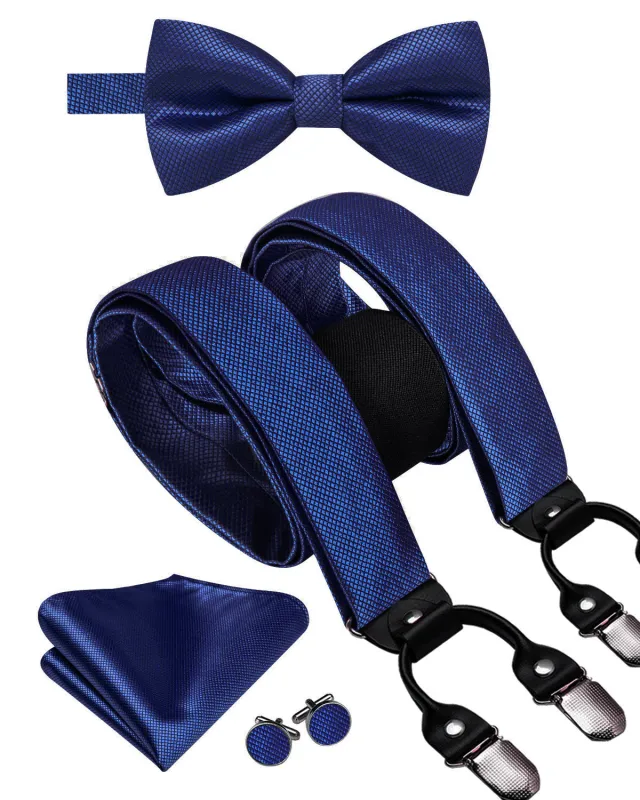 Navy Blue Y Back Brace Clip-on Men's Suspender with Bow Tie Set sold by Ties2You