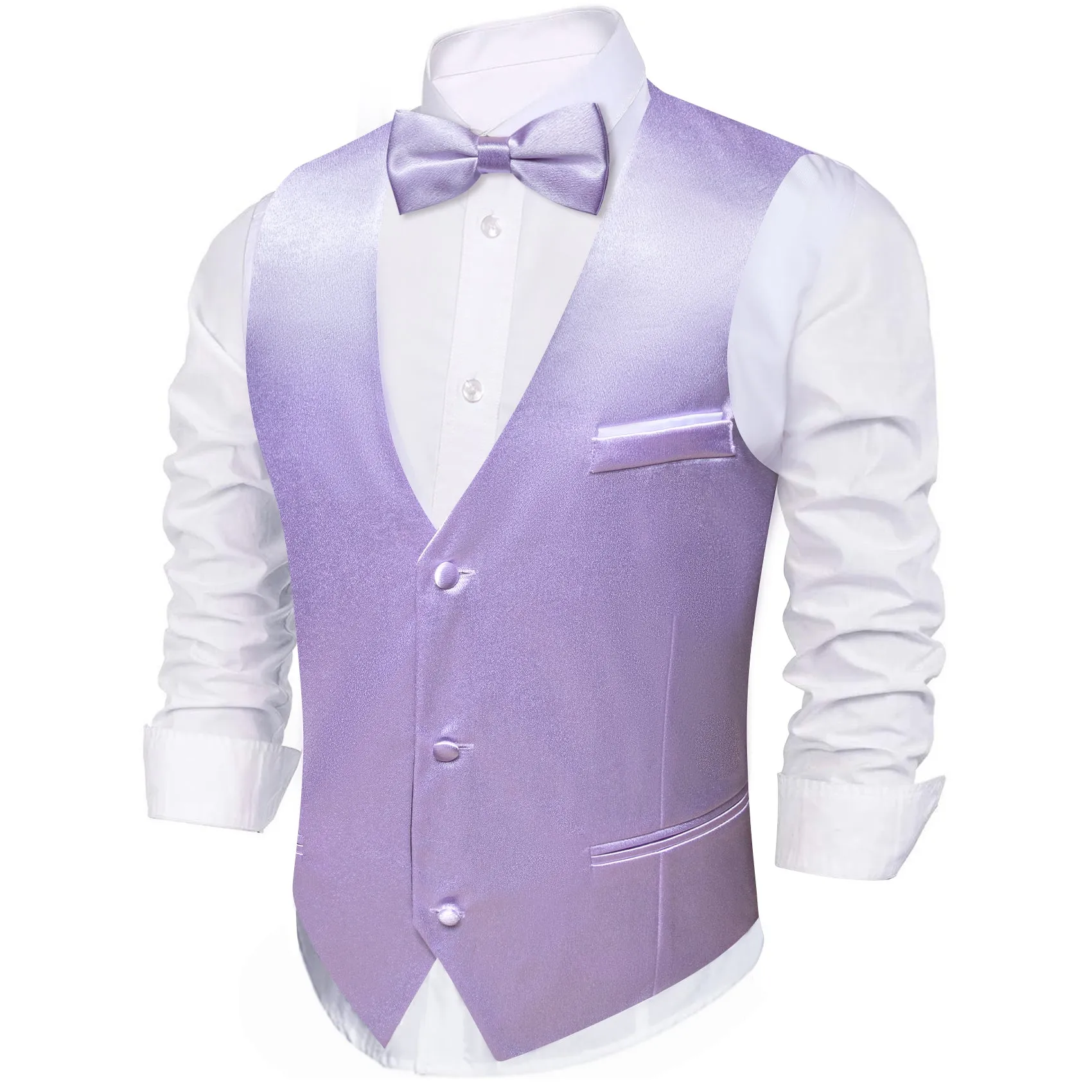 Thistle Purple Solid Jacquard Silk Men's Vest Bow Tie Set Waistcoat Suit Set sold by Ties2You product image thumbnail 2