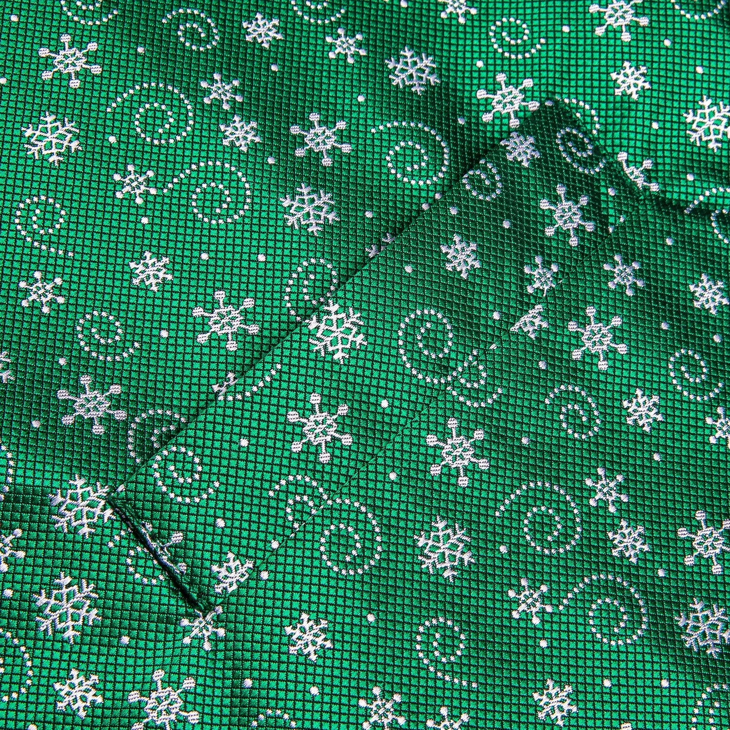 Green White Snowflake Novelty Jacquard Silk Men's Vest Hanky Cufflinks Tie Set sold by Ties2You product image thumbnail 5