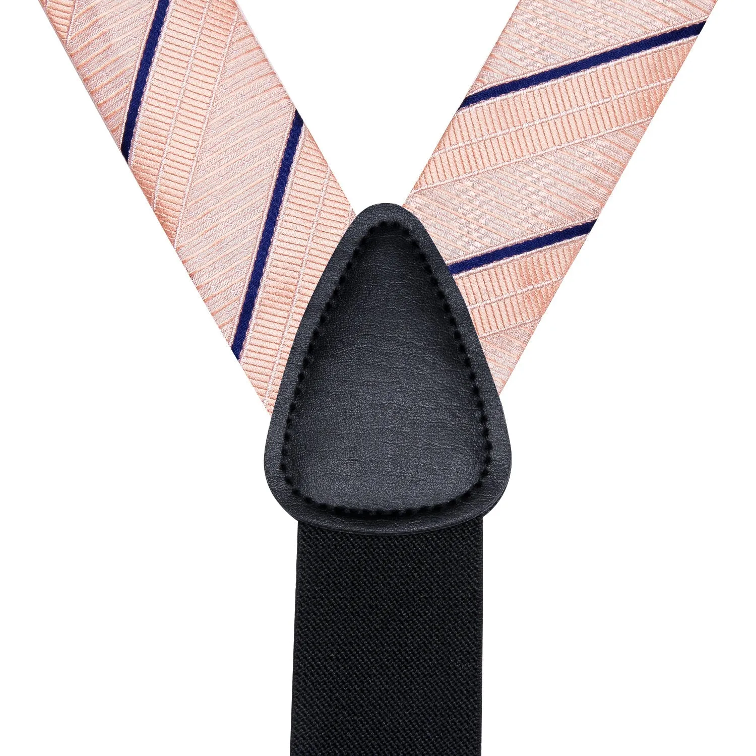 Salmon Pink Blue Striped Y Back Brace Clip-on Men's Suspender with Bow Tie Set sold by Ties2You product image thumbnail 3