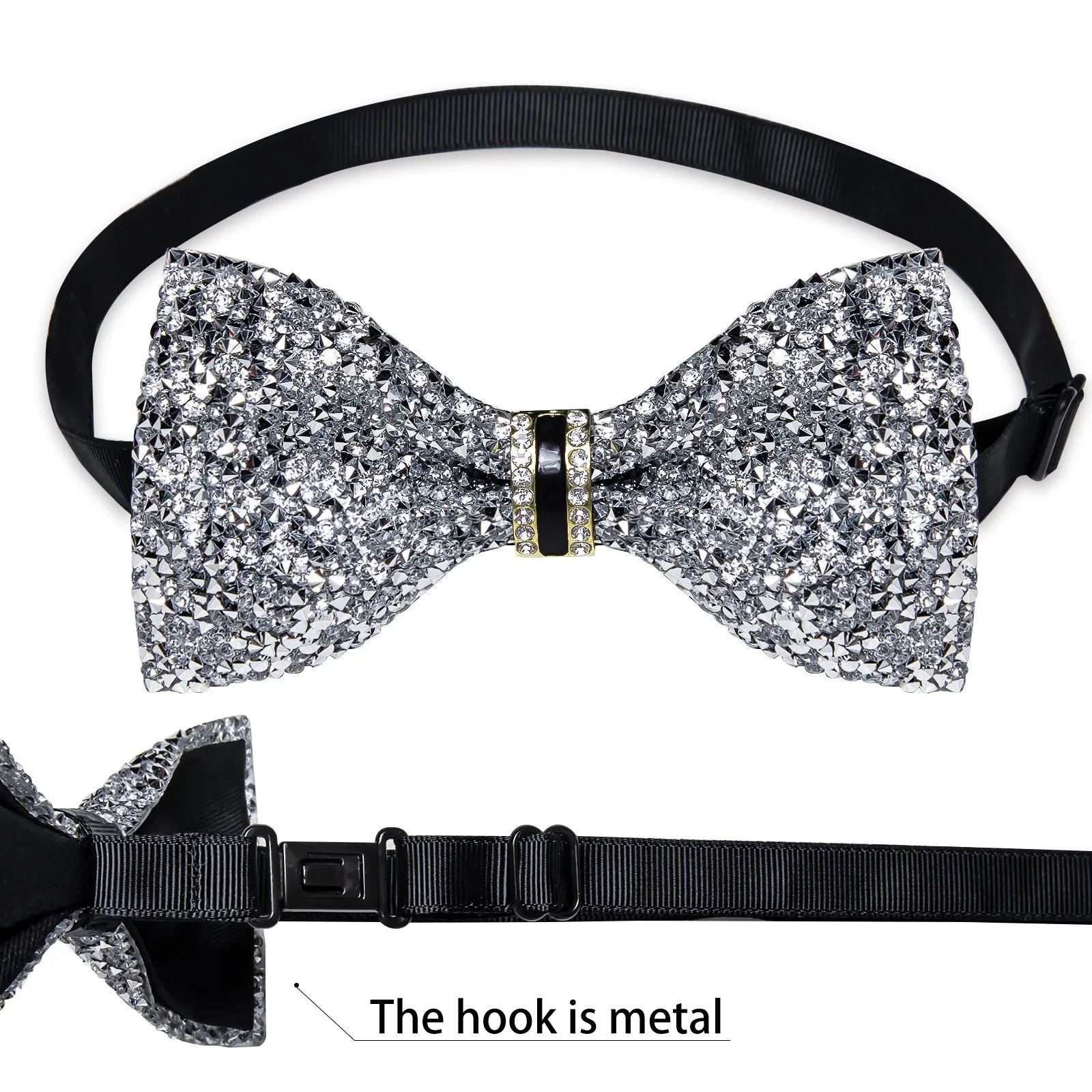 Sliver Imitated Crystal Men's Pre-tied Bowtie for Party sold by Ties2You product image thumbnail 5