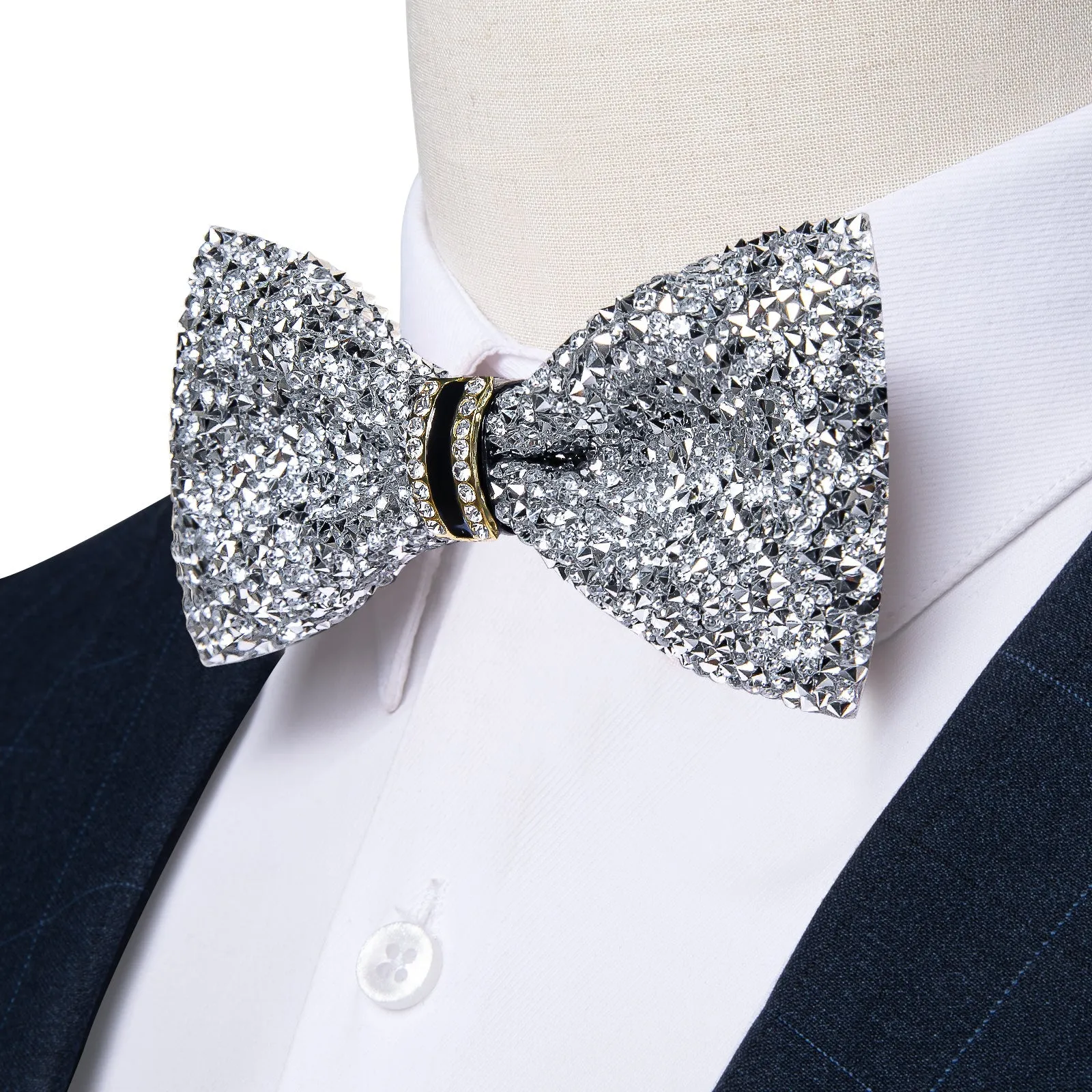 Sliver Imitated Crystal Men's Pre-tied Bowtie for Party sold by Ties2You product image thumbnail 2