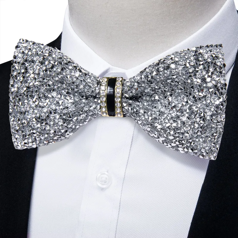 Sliver Imitated Crystal Men's Pre-tied Bowtie for Party sold by Ties2You