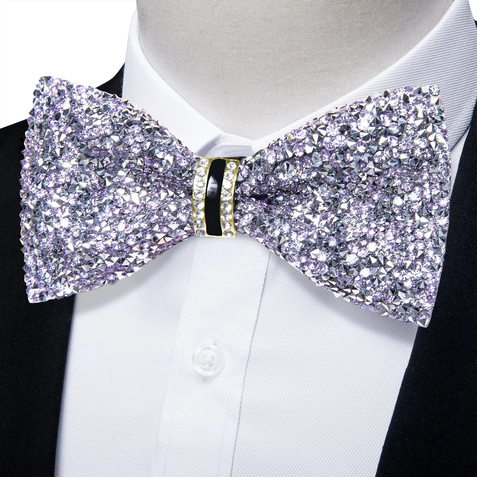 Ties2you Imitated Crystal Tie Pink Purple Men's Pre-Tied Bowtie For Party sold by Ties2You