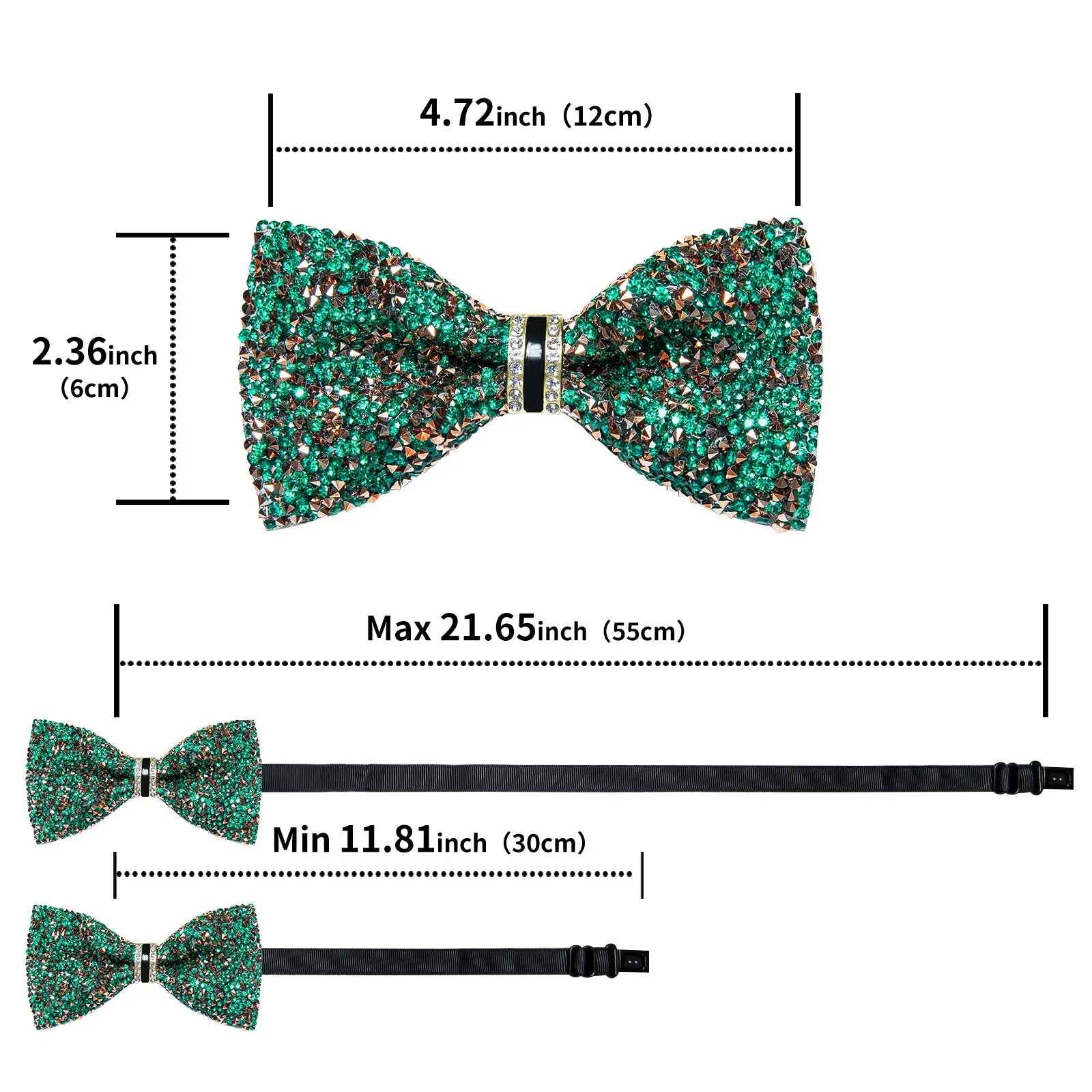 Green Champagne Imitated Crystal Men's Pre-tied Bowtie for Party sold by Ties2You product image thumbnail 5