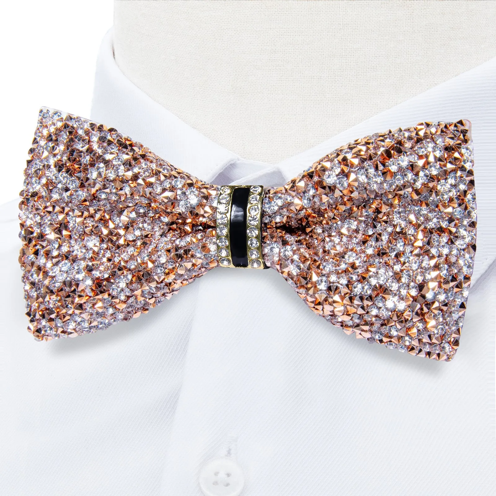 Champagne Sliver Imitated Crystal Men's Pre-tied Bowtie for Party sold by Ties2You product image thumbnail 2