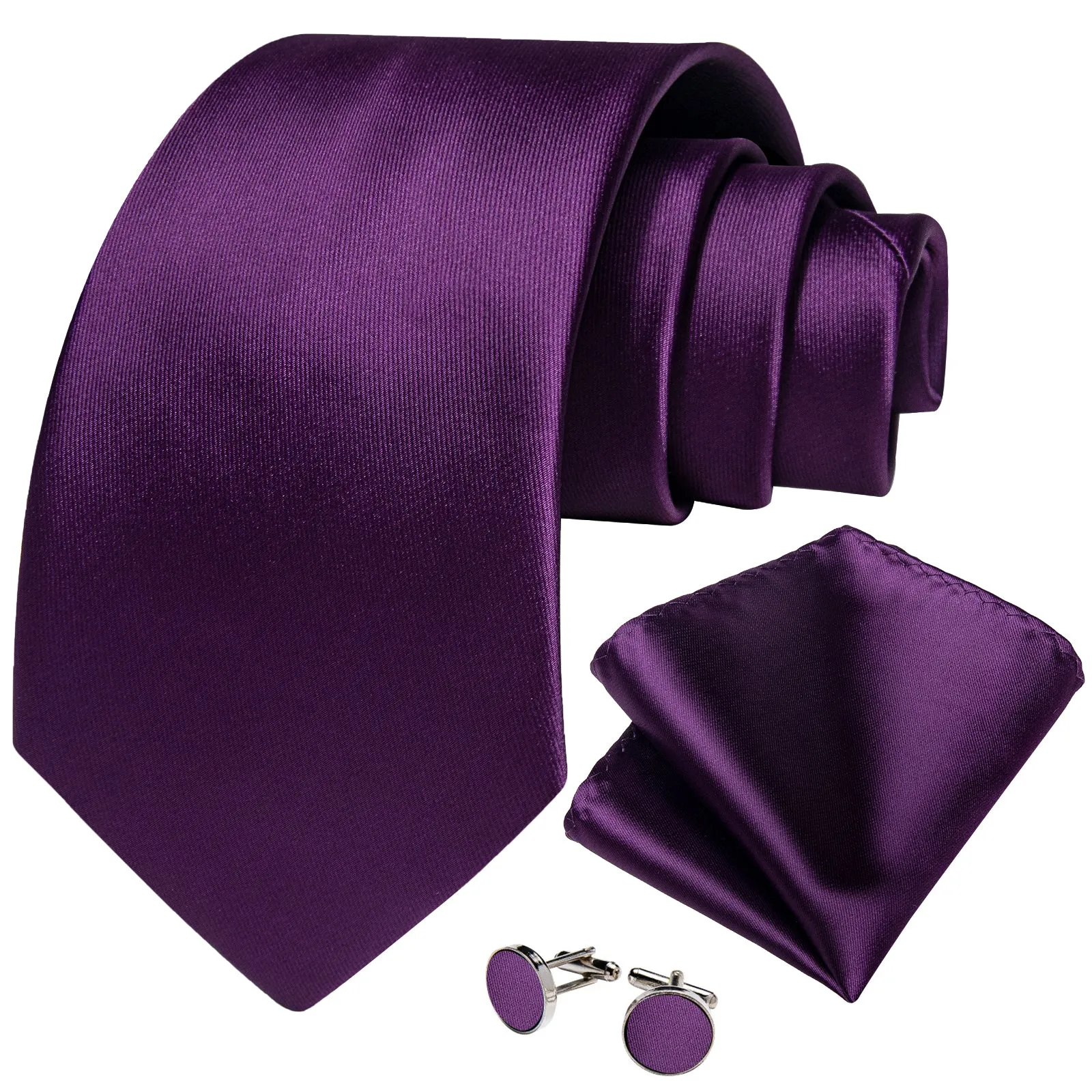 Violet Solid Men's Necktie Pocket Square Cufflinks Set sold by Ties2You product image thumbnail 2