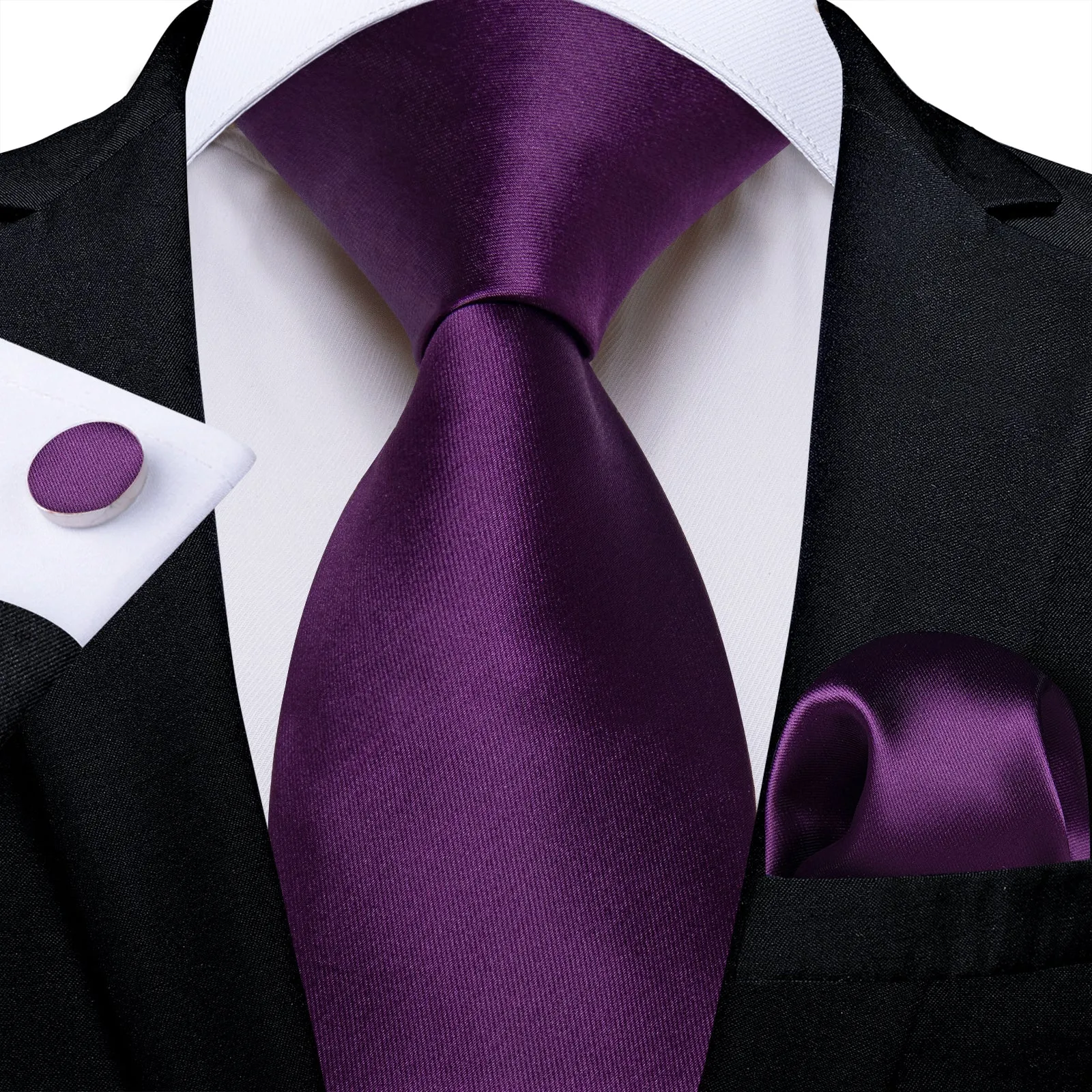 Violet Solid Men's Necktie Pocket Square Cufflinks Set sold by Ties2You
