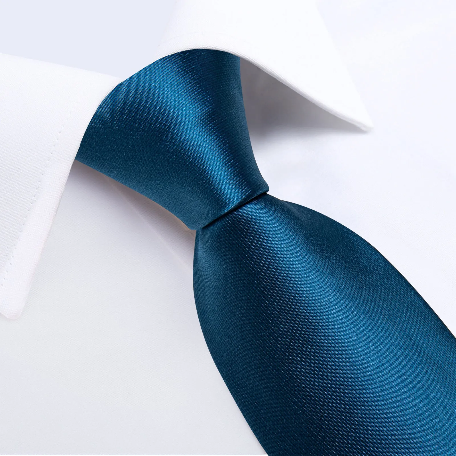 Salvia Blue Solid Men's Necktie Pocket Square Cufflinks Set sold by Ties2You product image thumbnail 4