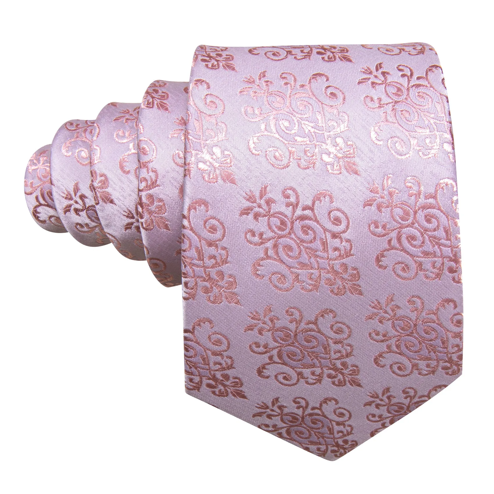 Mist Pink Floral Men's Necktie Pocket Square Cufflinks Set sold by Ties2You product image thumbnail 4