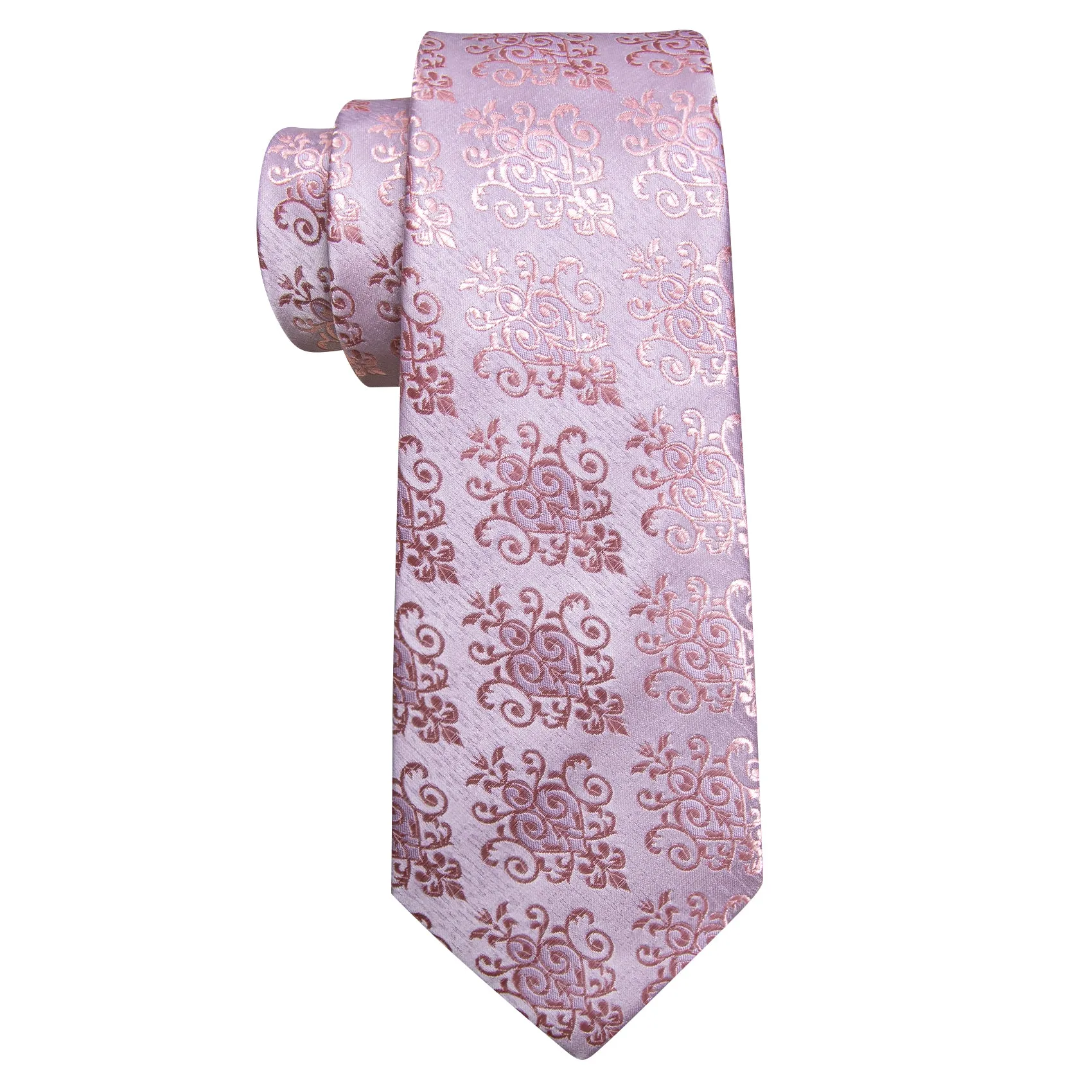 Mist Pink Floral Men's Necktie Pocket Square Cufflinks Set sold by Ties2You product image thumbnail 3