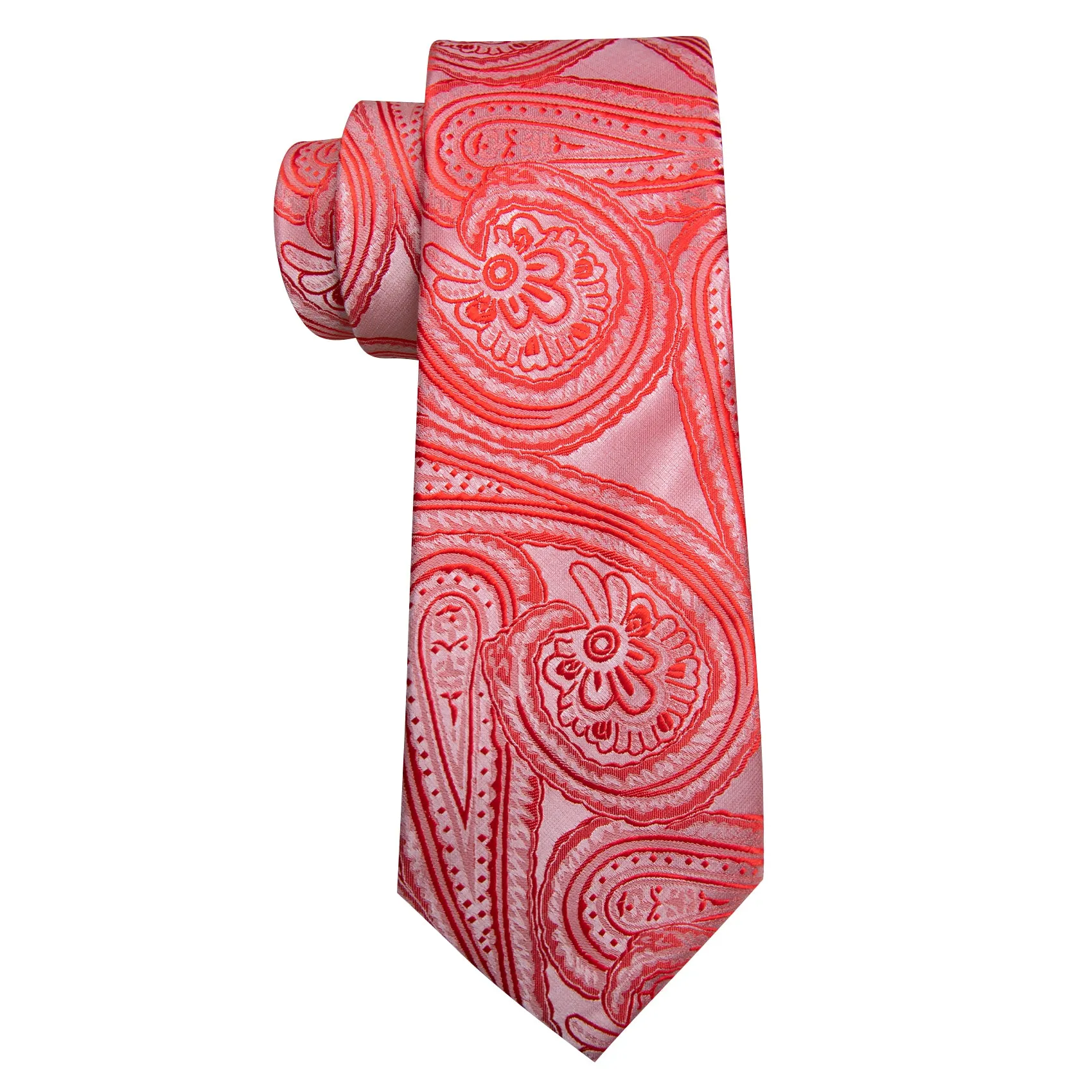 Strong Red Pink Paisley Men's Necktie Pocket Square Cufflinks Set sold by Ties2You product image thumbnail 5