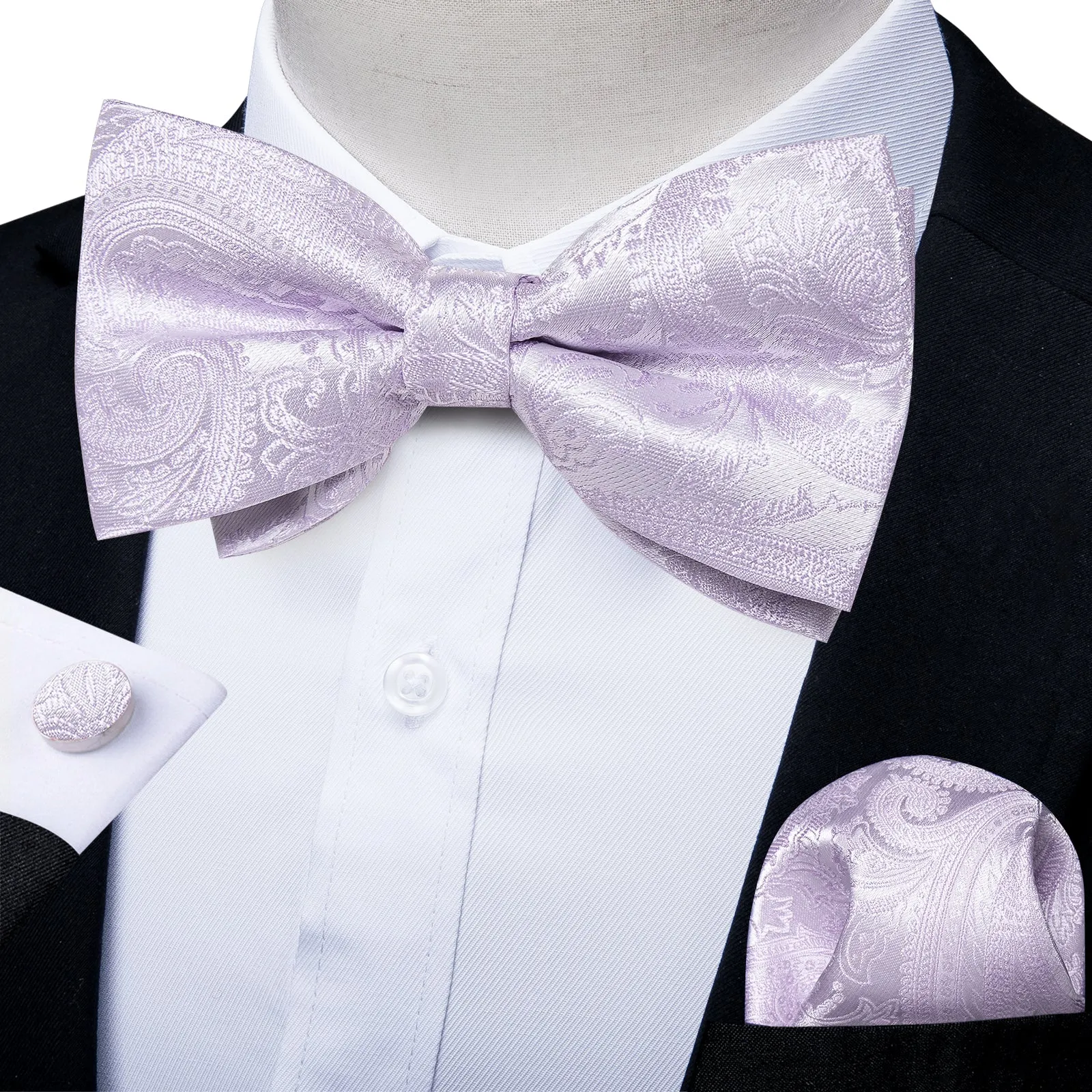 Thistle Paisley Men Pre-tied Bowtie Pocket Square Cufflinks Set sold by Ties2You