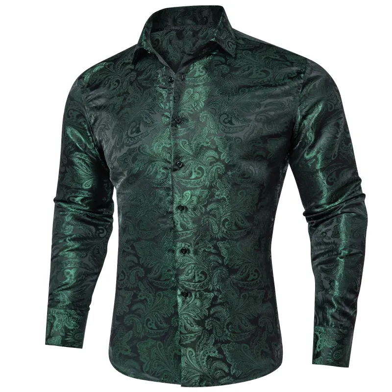 Olive Green Paisley Long Sleeve Shirt sold by Ties2You