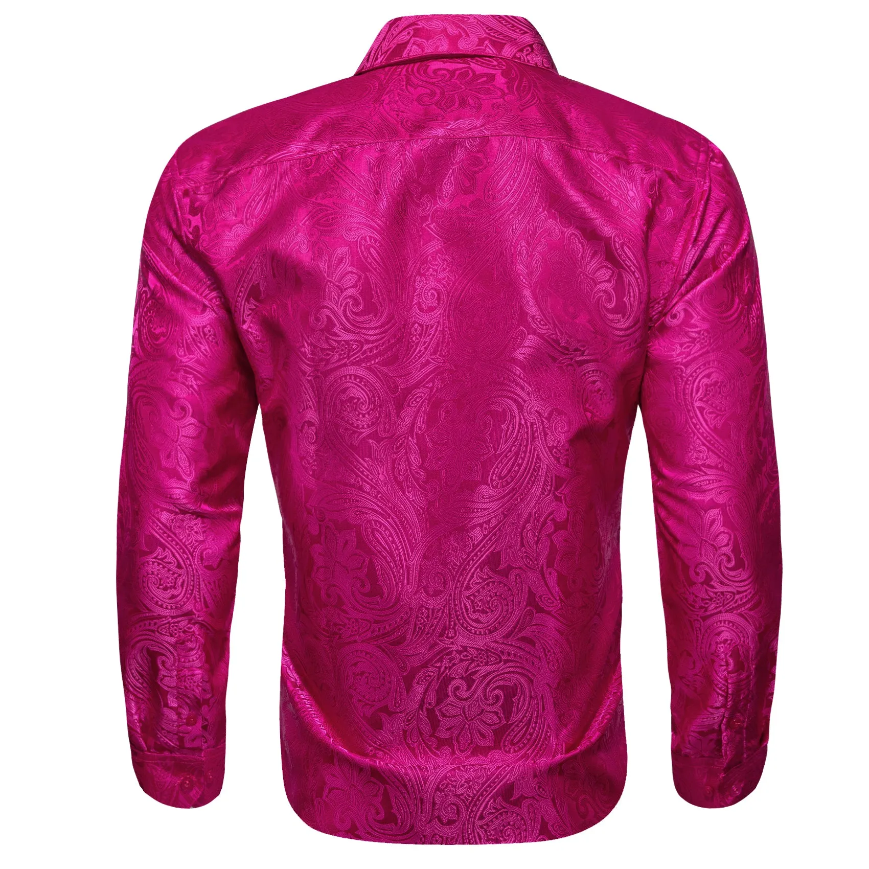 Rose Pink Paisley Men's Long Sleeve Shirt sold by Ties2You product image thumbnail 3