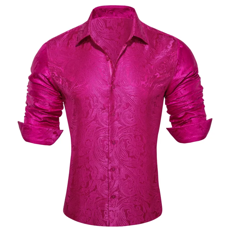 Rose Pink Paisley Men's Long Sleeve Shirt sold by Ties2You