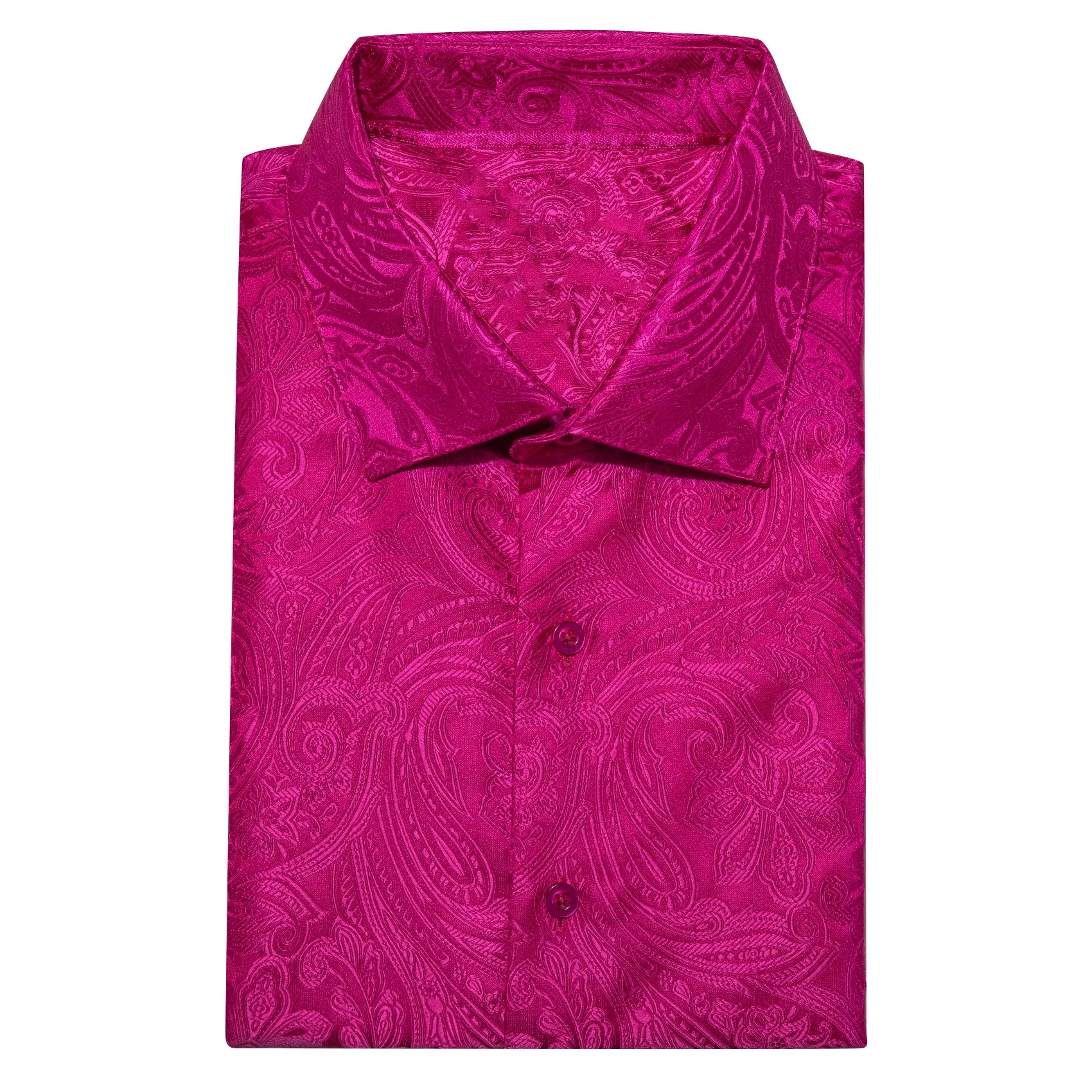 Rose Pink Paisley Men's Long Sleeve Shirt sold by Ties2You product image thumbnail 2