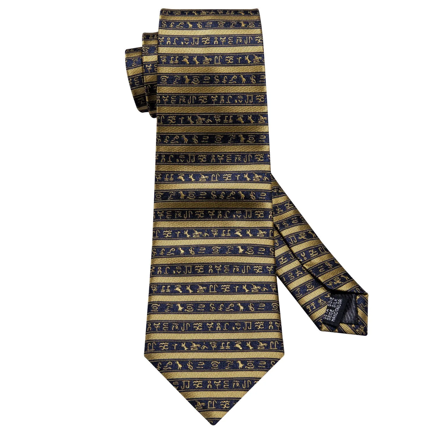 Dark Blue Yellow Striped Men's Necktie Pocket Square Cufflinks Set sold by Ties2You product image thumbnail 3