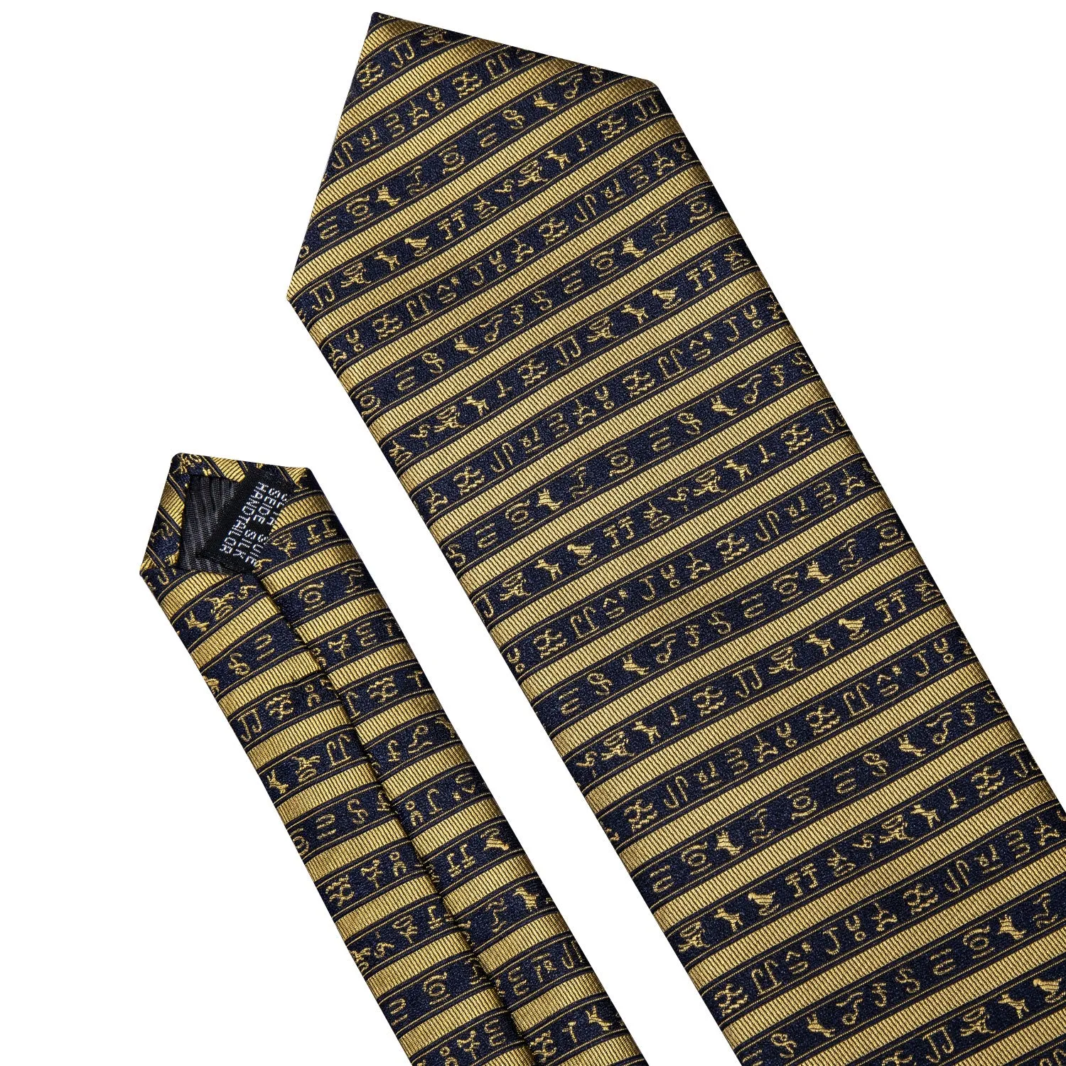 Dark Blue Yellow Striped Men's Necktie Pocket Square Cufflinks Set sold by Ties2You product image thumbnail 2