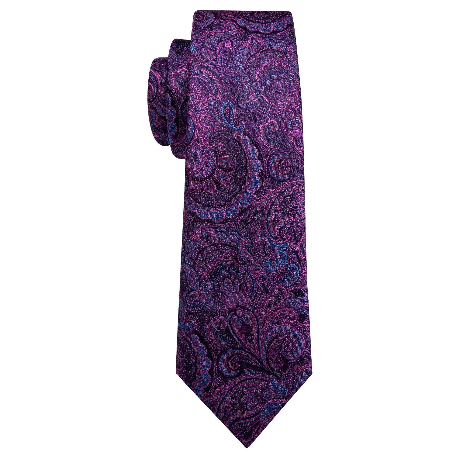 Purple Blue Paisley Men's Necktie Pocket Square Cufflinks Set 8cm sold by Ties2You product image thumbnail 4