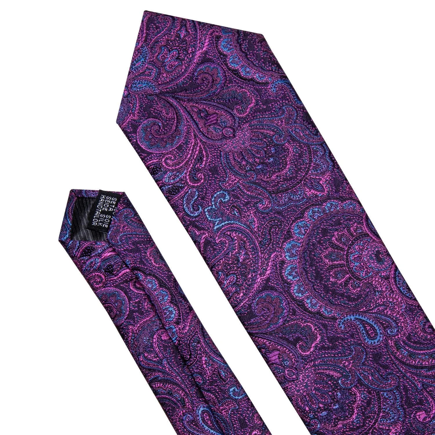 Purple Blue Paisley Men's Necktie Pocket Square Cufflinks Set 8cm sold by Ties2You product image thumbnail 2