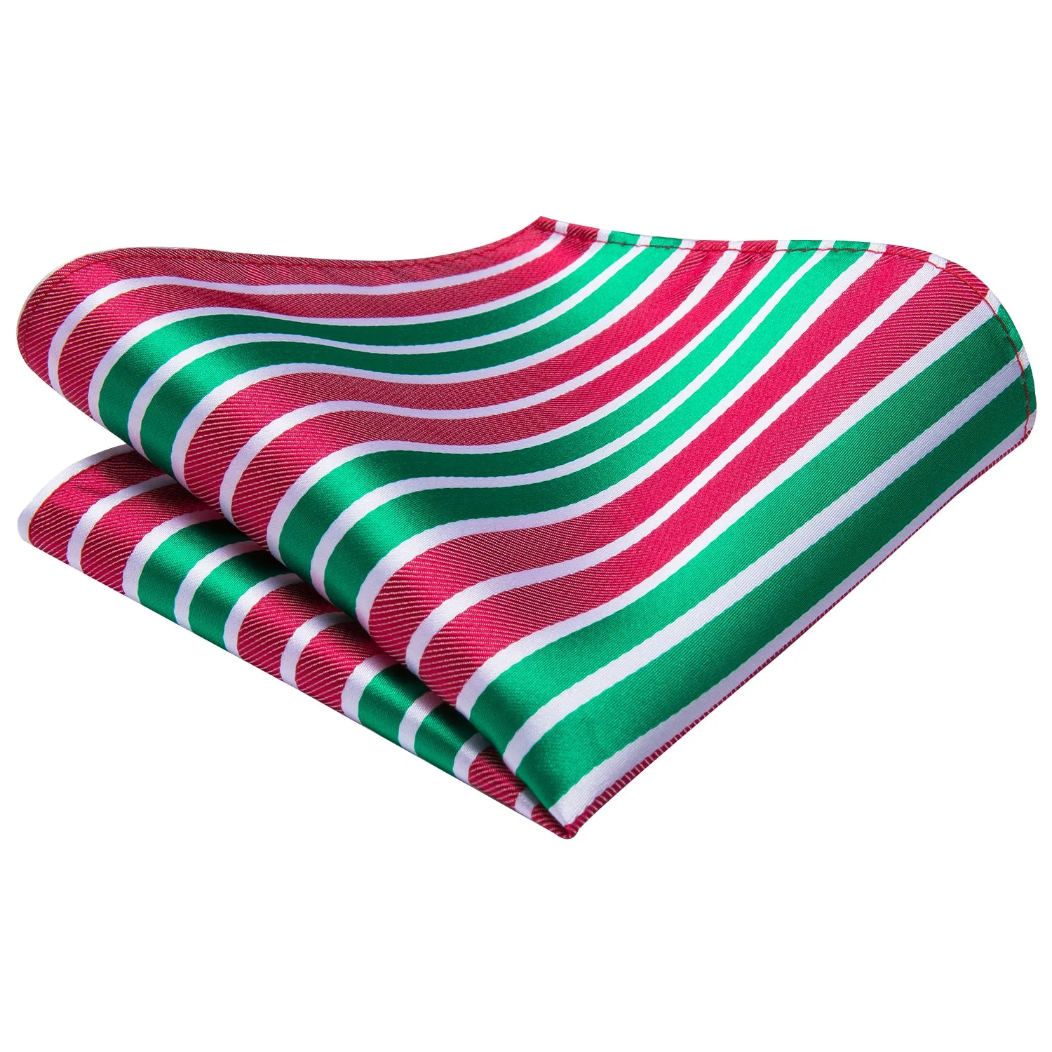 Light Green Red Striped Men's Tie Handkerchief Cufflinks Set sold by Ties2You product image thumbnail 5