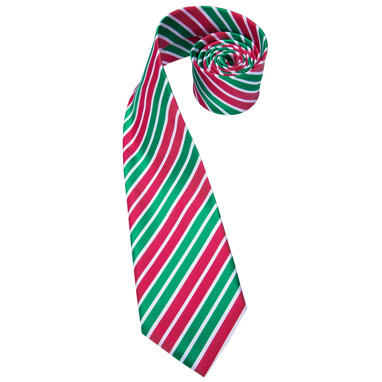 Light Green Red Striped Men's Tie Handkerchief Cufflinks Set sold by Ties2You product image thumbnail 4