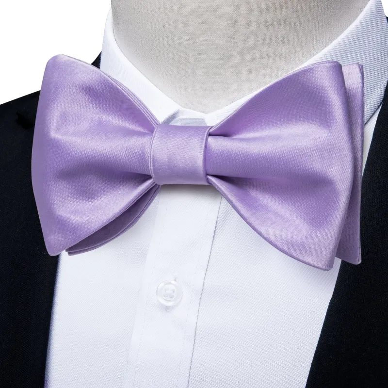 Light Purple Solid Self-tied Bow Tie Pocket Square Cufflinks Set sold by Ties2You