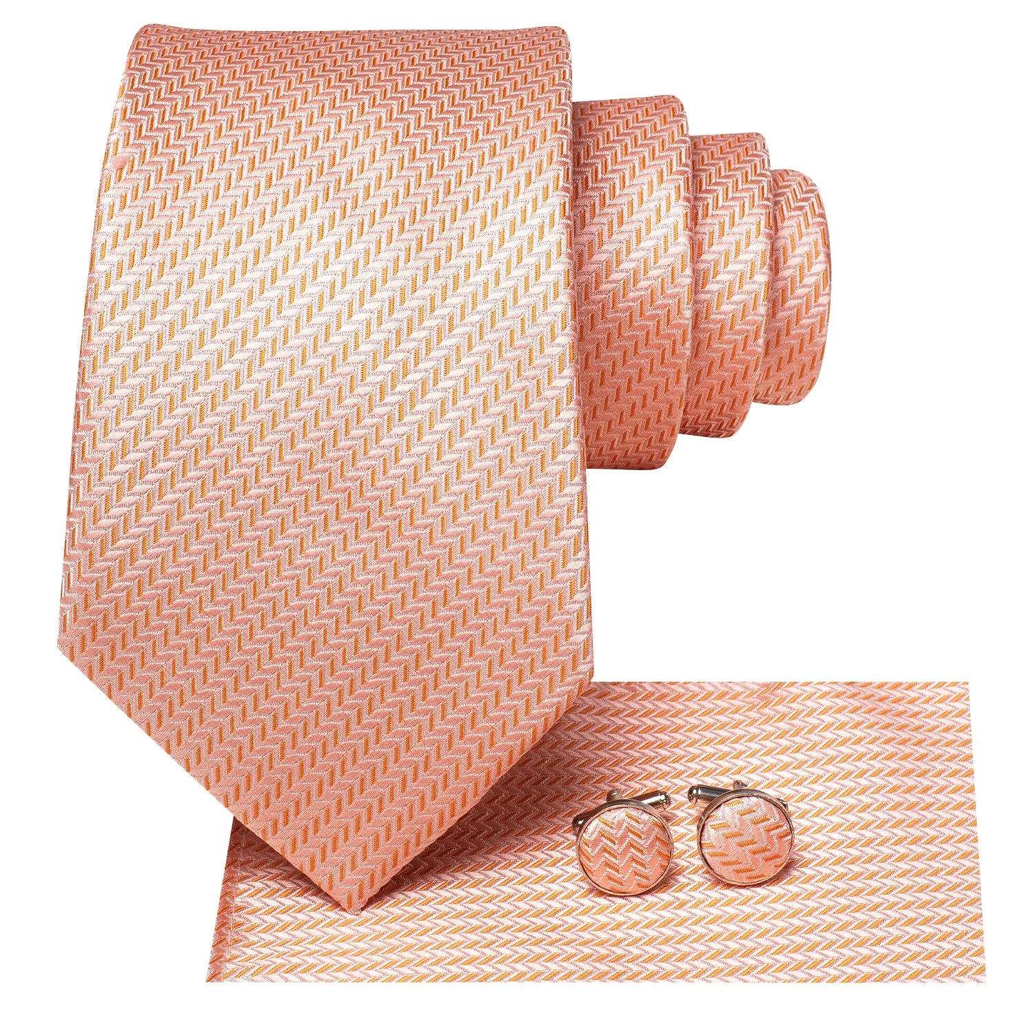 Ties2you Striped Tie Light Orange Men's Tie Handkerchief Cufflinks Set sold by Ties2You product image thumbnail 4