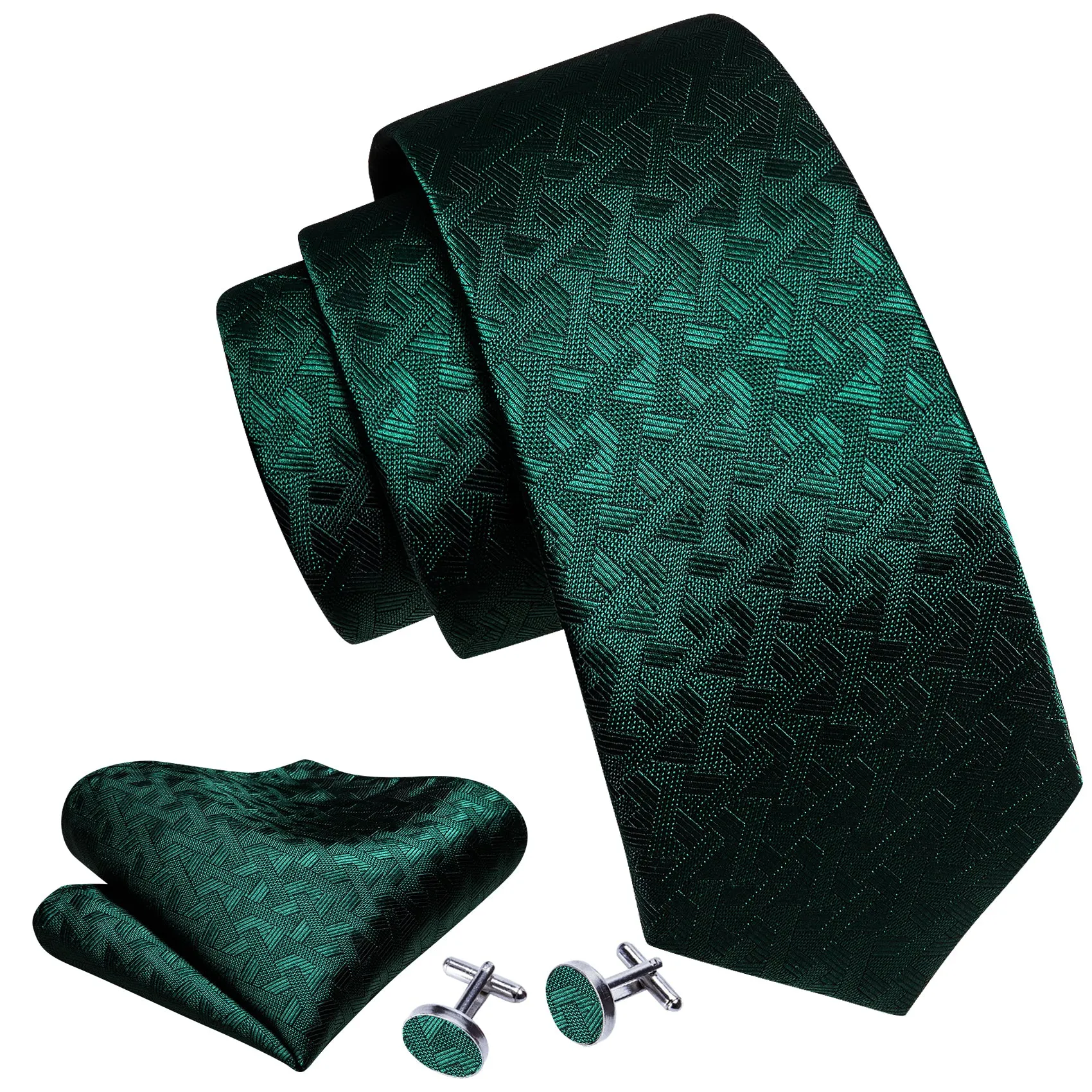 Dark Green Novelty Men's Necktie Hanky Cufflinks Set sold by Ties2You product image thumbnail 3