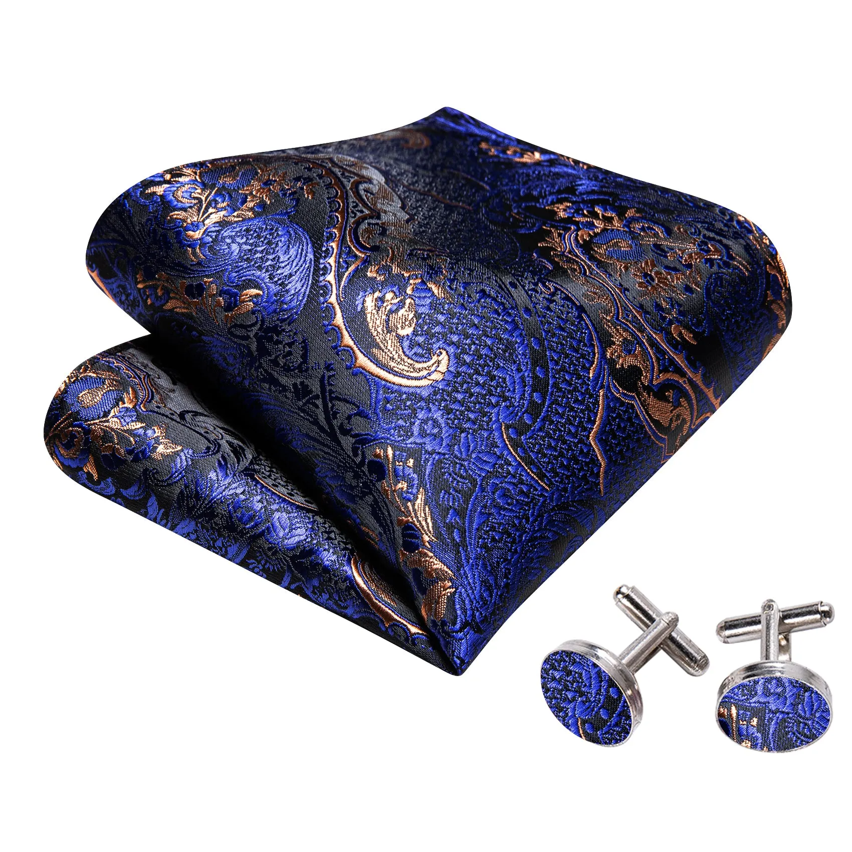 Royal Blue Paisley Self-tied Bow Tie Pocket Square Cufflinks Set sold by Ties2You product image thumbnail 4