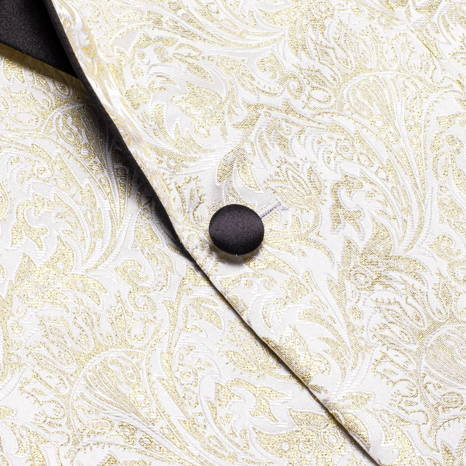 Champagne Embroidered Floral Men's Suit Black Collar for Party sold by Ties2You product image thumbnail 4