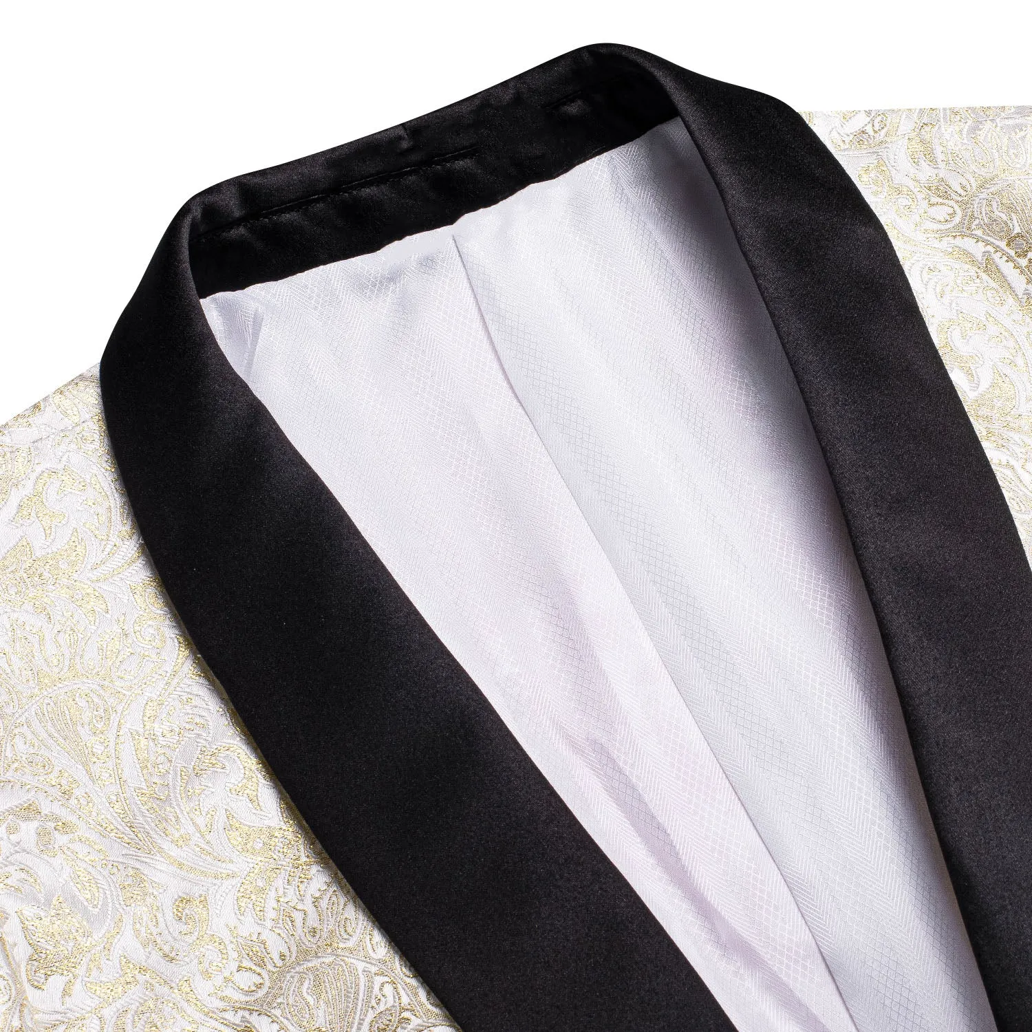 Champagne Embroidered Floral Men's Suit Black Collar for Party sold by Ties2You product image thumbnail 3