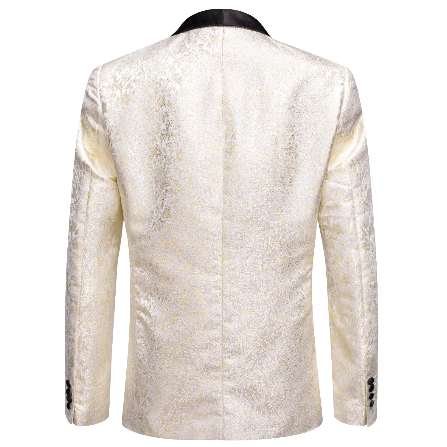 Champagne Embroidered Floral Men's Suit Black Collar for Party sold by Ties2You product image thumbnail 2