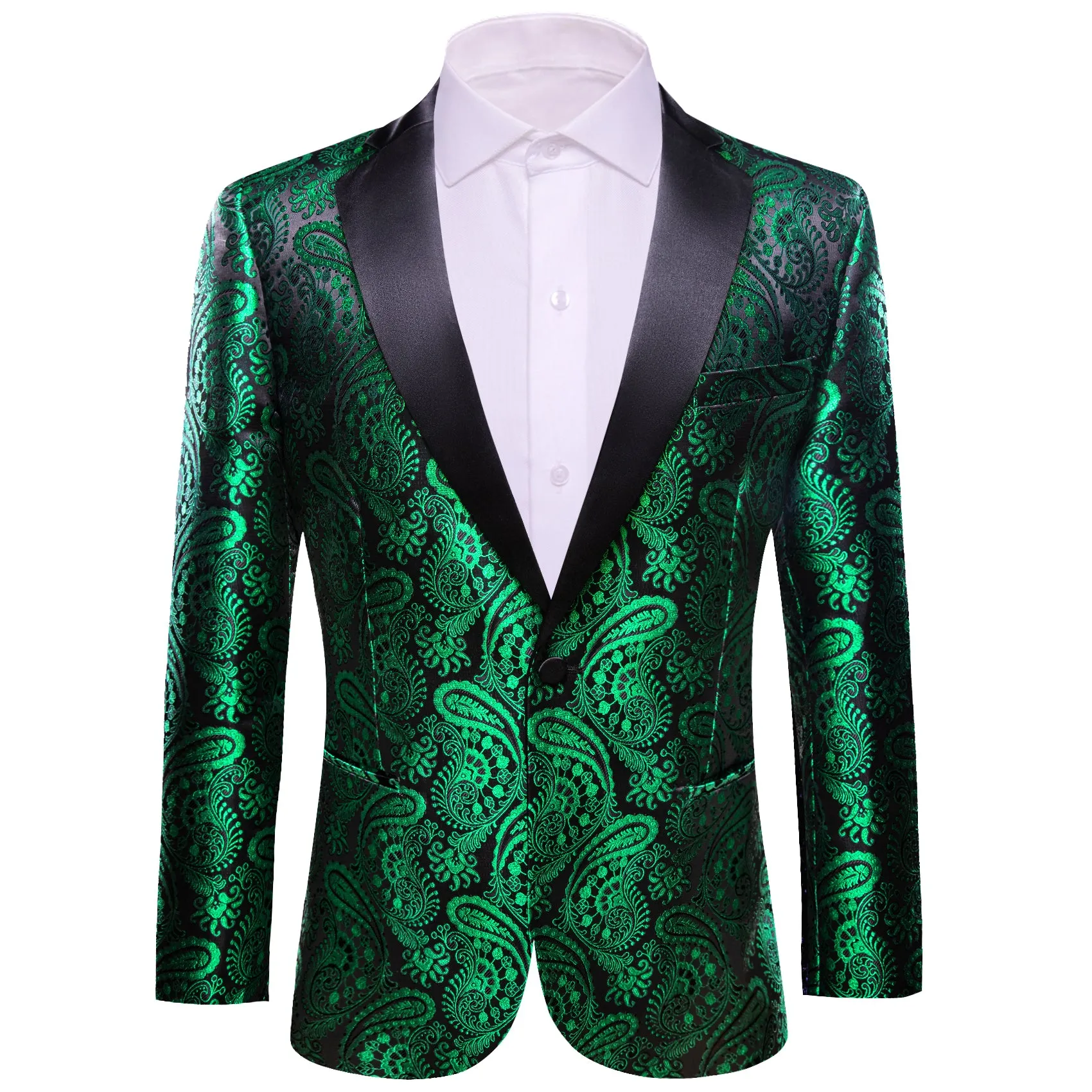 Ties2you Men's Suit Green Black Paisley Notched Collar Suit For Party sold by Ties2You