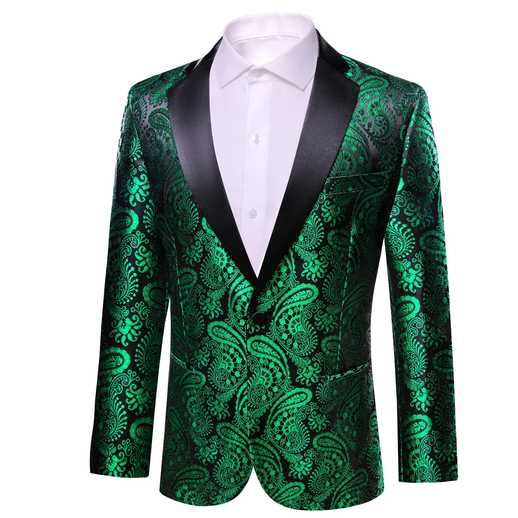 Ties2you Men's Suit Green Black Paisley Notched Collar Suit For Party sold by Ties2You product image thumbnail 2