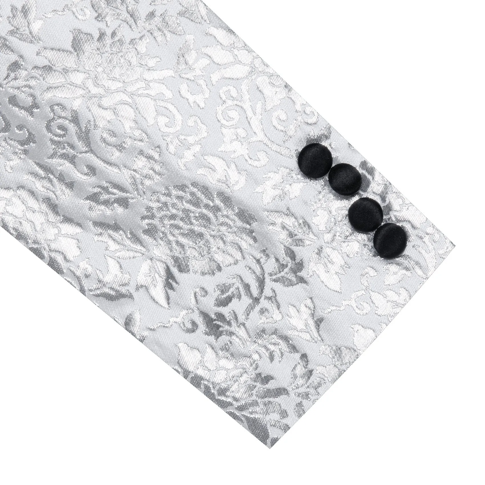 Ties2you Notched Collar Men's Suit Silver White Floral Flower Suit For Party sold by Ties2You product image thumbnail 5