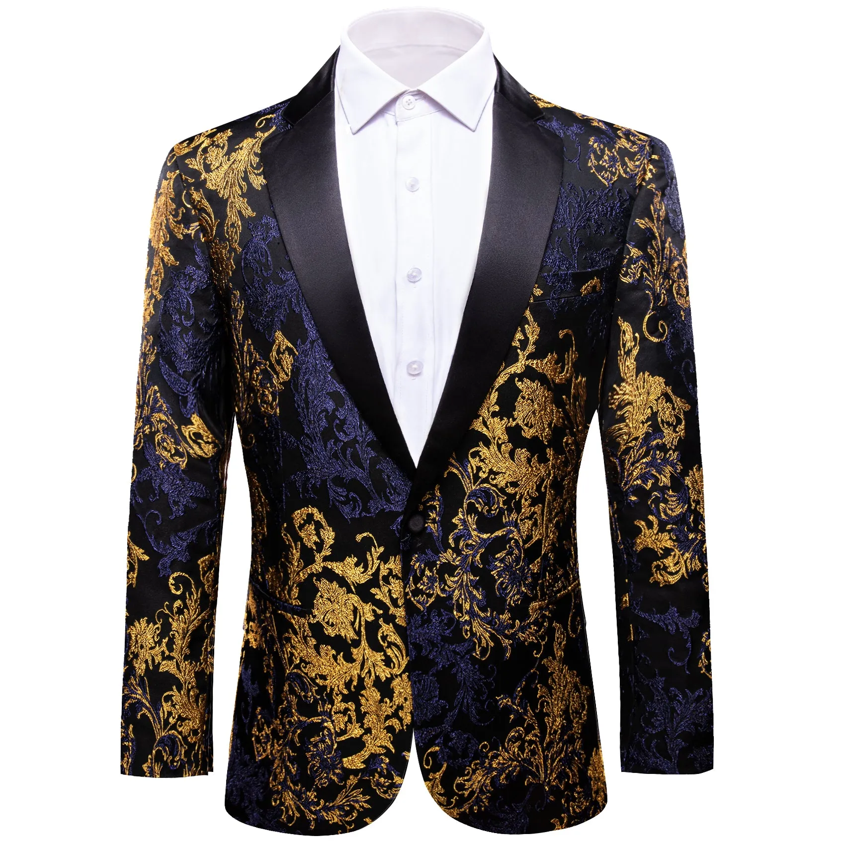 Gold Blue Black Floral Men's Suit for Party sold by Ties2You