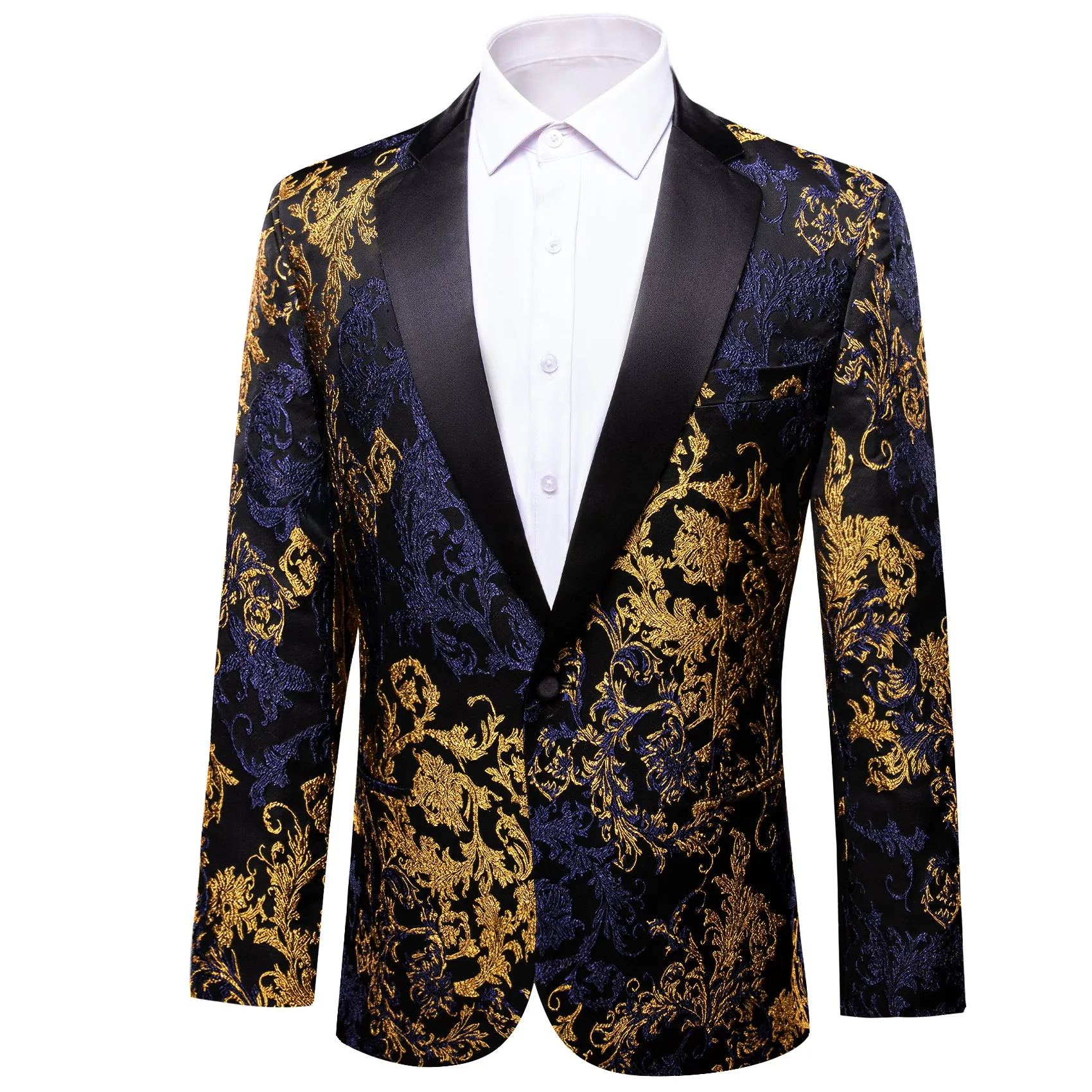 Gold Blue Black Floral Men's Suit for Party sold by Ties2You product image thumbnail 2