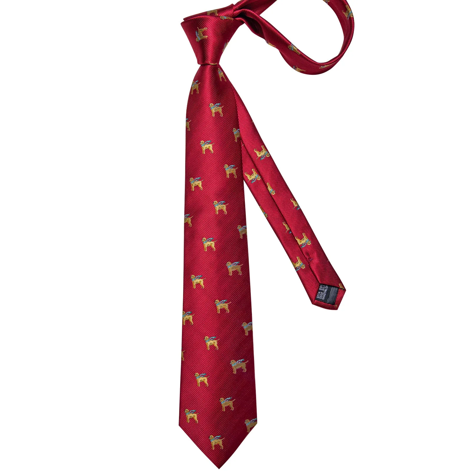 Red Yellow Dogs Silk Men's Necktie Pocket Square Cufflinks Set sold by Ties2You product image thumbnail 3