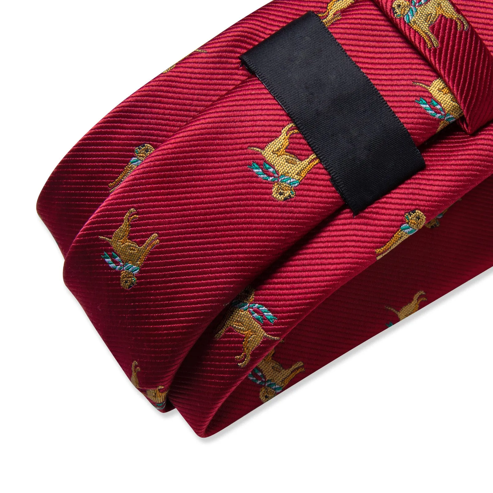 Red Yellow Dogs Silk Men's Necktie Pocket Square Cufflinks Set sold by Ties2You product image thumbnail 5