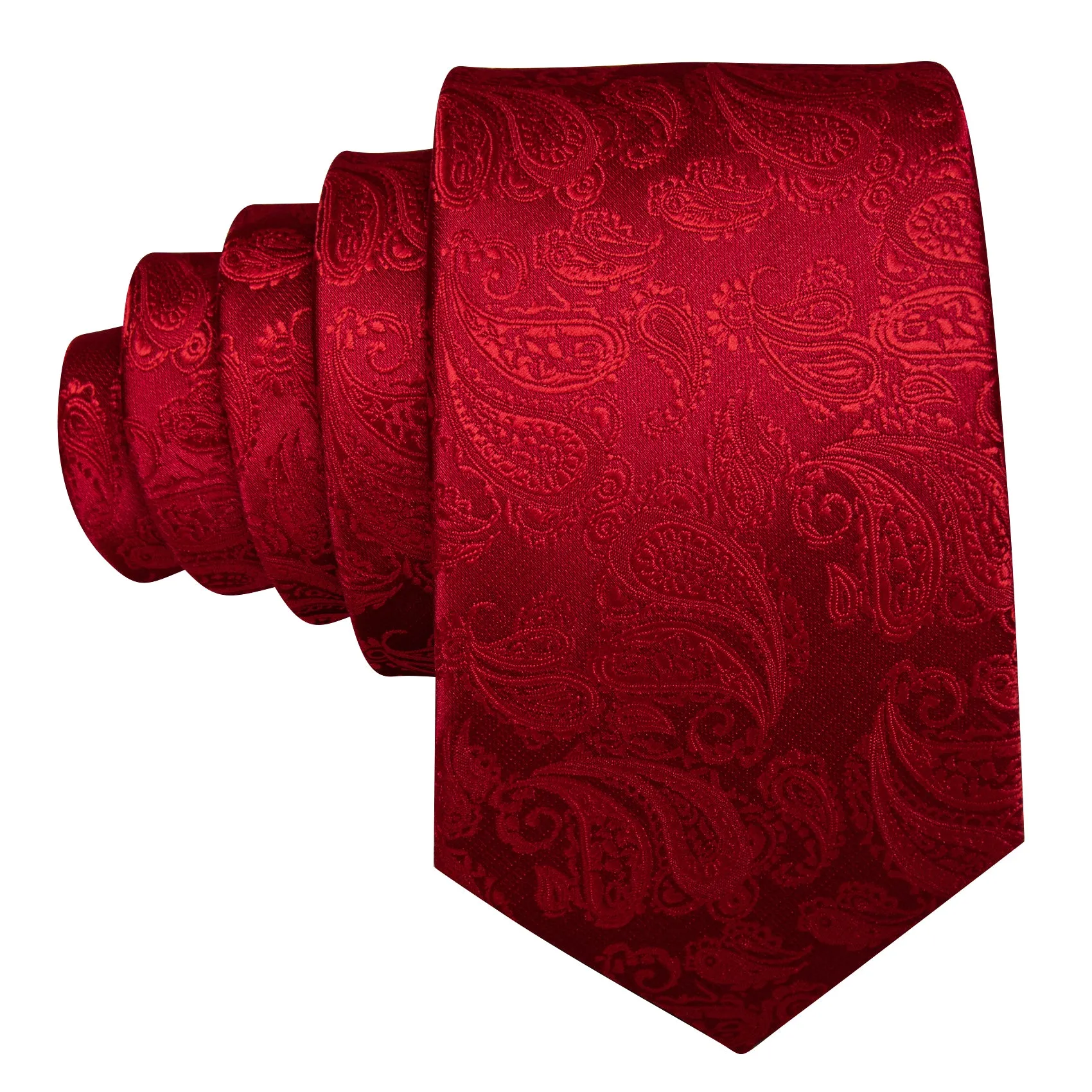 Light Red Paisley Men's 63 Inches Extra Length Tie Handkerchief Cufflinks Set sold by Ties2You product image thumbnail 5