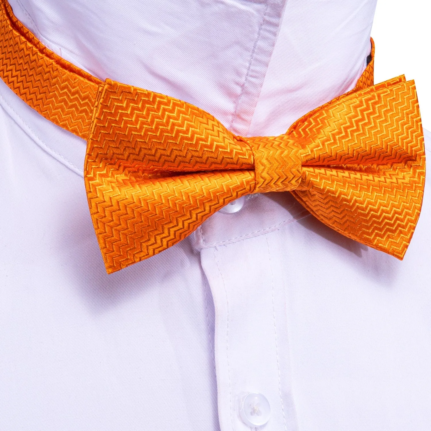 Orange Novelty Men's Pre-tied Bowtie Pocket Square Cufflinks Set sold by Ties2You product image thumbnail 4