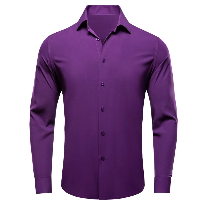 Ties2you Purple Solid Dress Shirt Regular Fit Wedding Long Sleeve Solid Button Down Shirts sold by Ties2You
