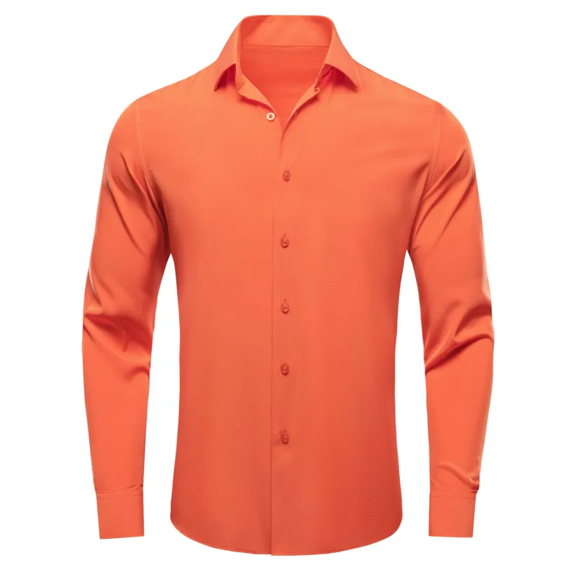 Ties2you Orange Dress Solid Shirt Regular Fit Wedding Long Sleeve Solid Button Down Shirts sold by Ties2You